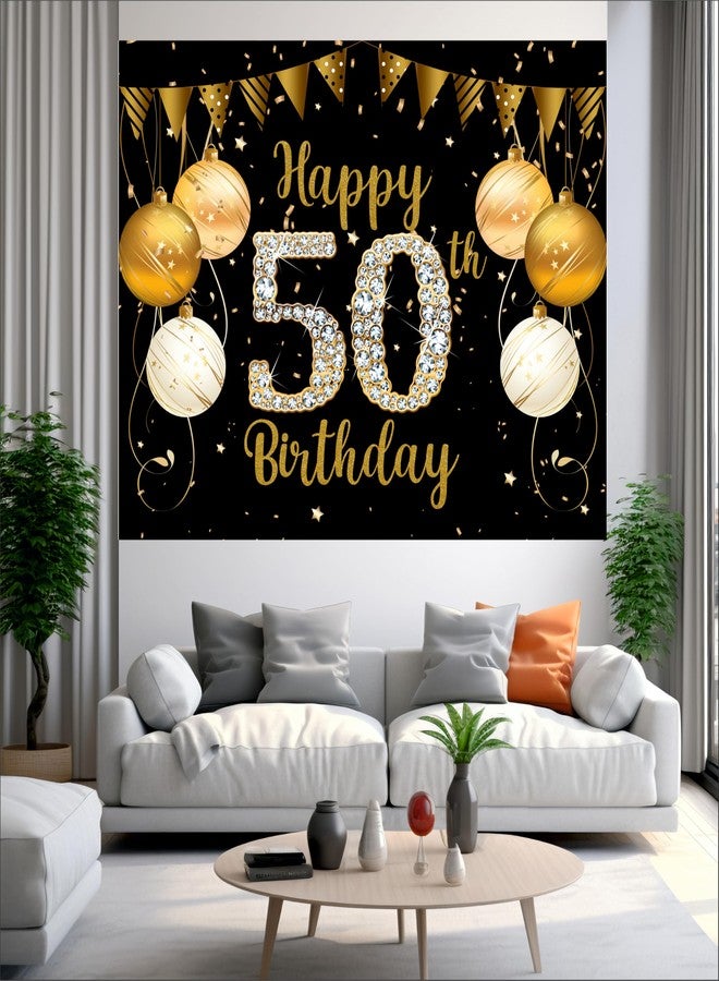 Party Baazaar 50th Birthday Backdrop 5x4 Ft | Backdrops for Decoration | Birthday Decoration Backdrop | Banner for Kids Theme Party - Image 2